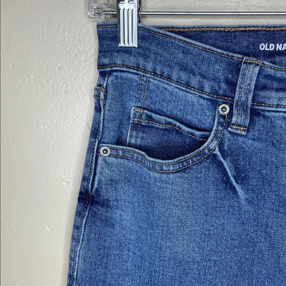 OLD NAVY Blue Jeans Extra High Rise SKY HIGH STRAIGHT Secret Smooth Pockets 2